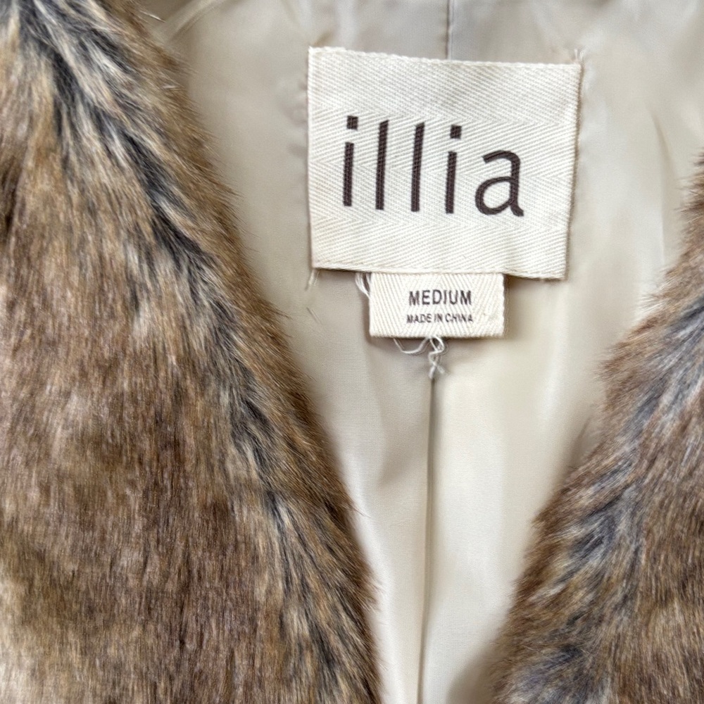 ILIA Faux Fur and Leather Cropped Vest in Rich Browns Size Medium - Picture 3 of 5